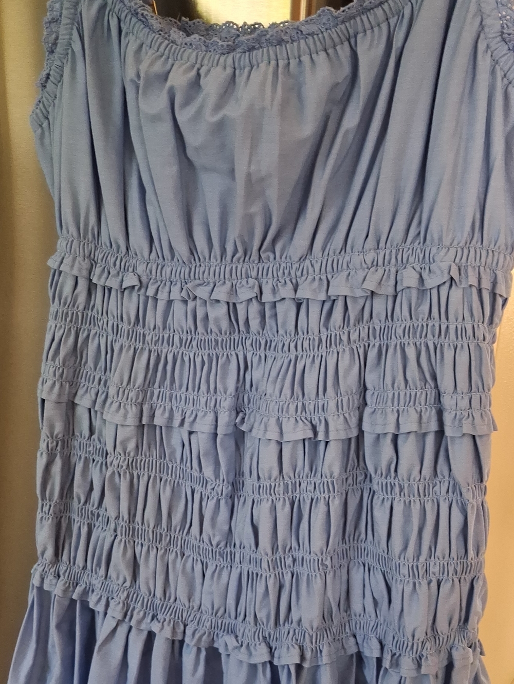 Abercrombie & Fitch Light Blue Smocked Maxi Dress Bra free. Comes With Pads. - Picture 4 of 4